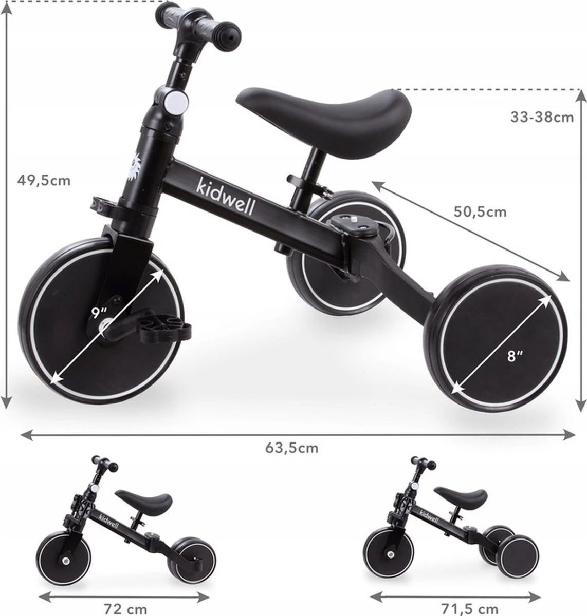 Kidwell Fiets 3 In 1 - Loopfiets - Kinderfiets - Driewieler - Cadeau - Speelgoed 2 Kidwell Fiets 3 In 1 - Loopfiets - Kinderfiets - Driewieler - Cadeau - Speelgoed - Afbeelding 2