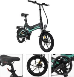 Merkloos Hitway 14F005 Elektrische Fiets E-bike | Opvouwbaar | 250W Motor | 7.5Ah | 16" | Zwart / Groen -Fiets Verkoop Winkel 1164x1200