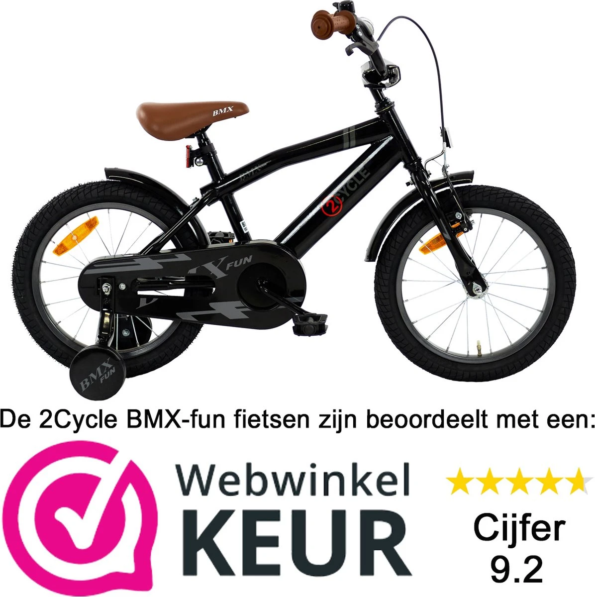 2Cycle BMX-Fun Kinderfiets - 16 Inch - Zwart - Jongensfiets 2 2Cycle BMX-Fun Kinderfiets - 16 Inch - Zwart - Jongensfiets - Afbeelding 2