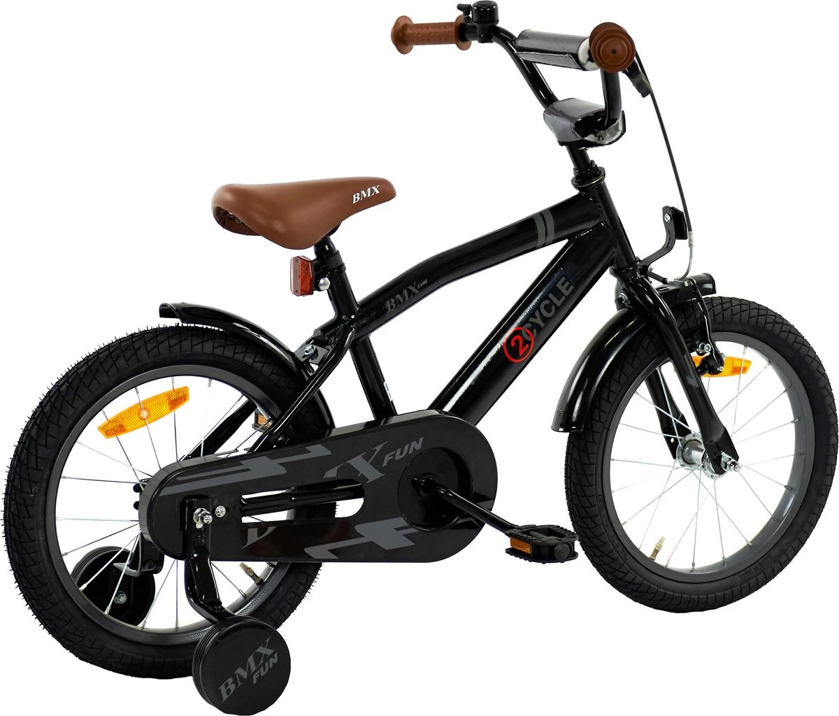2Cycle BMX-Fun Kinderfiets - 16 Inch - Zwart - Jongensfiets 3 2Cycle BMX-Fun Kinderfiets - 16 Inch - Zwart - Jongensfiets - Afbeelding 3