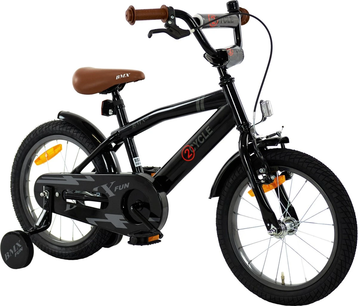 2Cycle BMX-Fun Kinderfiets - 16 Inch - Zwart - Jongensfiets 1 2Cycle BMX-Fun Kinderfiets - 16 Inch - Zwart - Jongensfiets