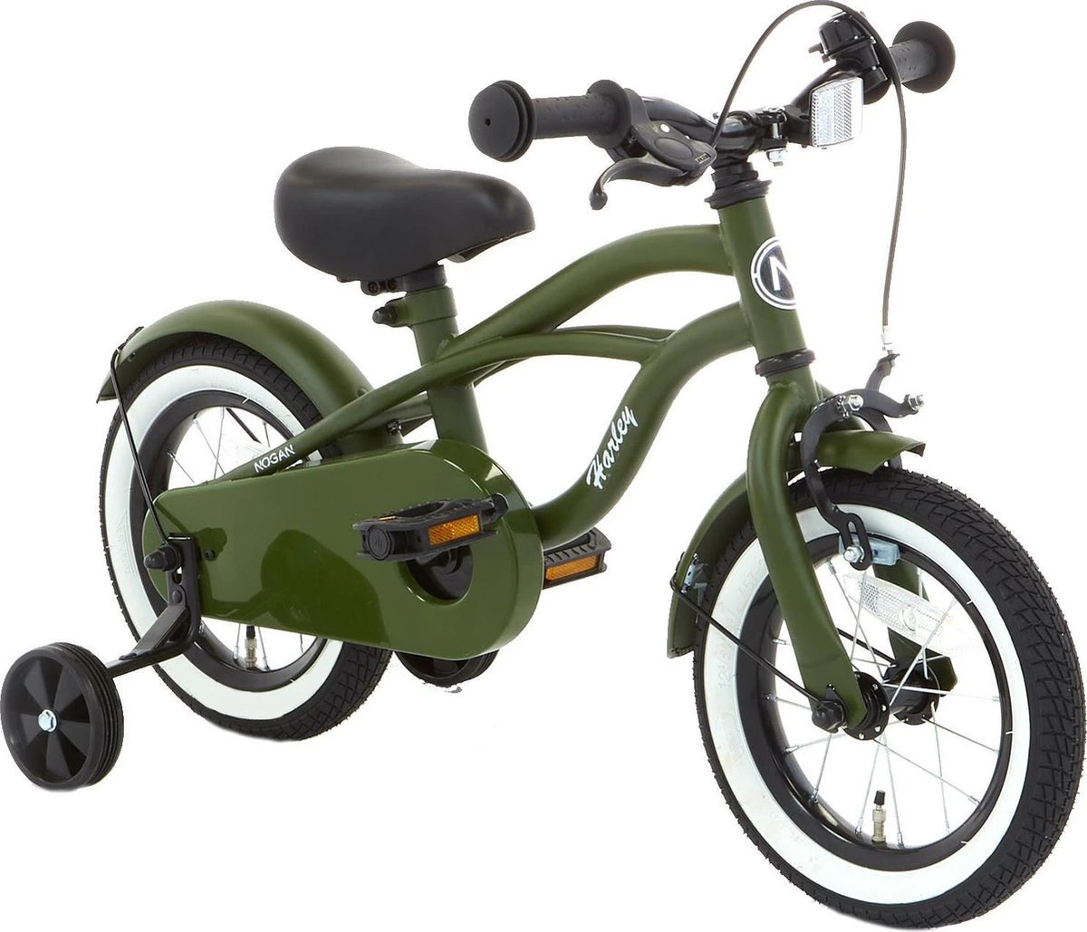 Nogan Harley - Kinderfiets - Jongensfiets - 12 Inch - Leger Groen 3 Nogan Harley - Kinderfiets - Jongensfiets - 12 Inch - Leger Groen - Afbeelding 3