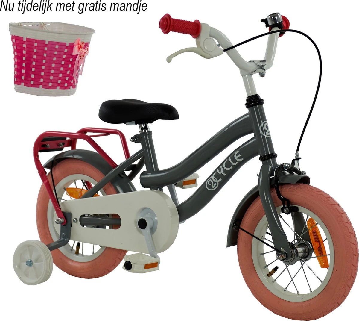 2Cycle Pretty - Kinderfiets - 12 Inch - Grijs-Roze - Meisjesfiets 1 2Cycle Pretty - Kinderfiets - 12 Inch - Grijs-Roze - Meisjesfiets