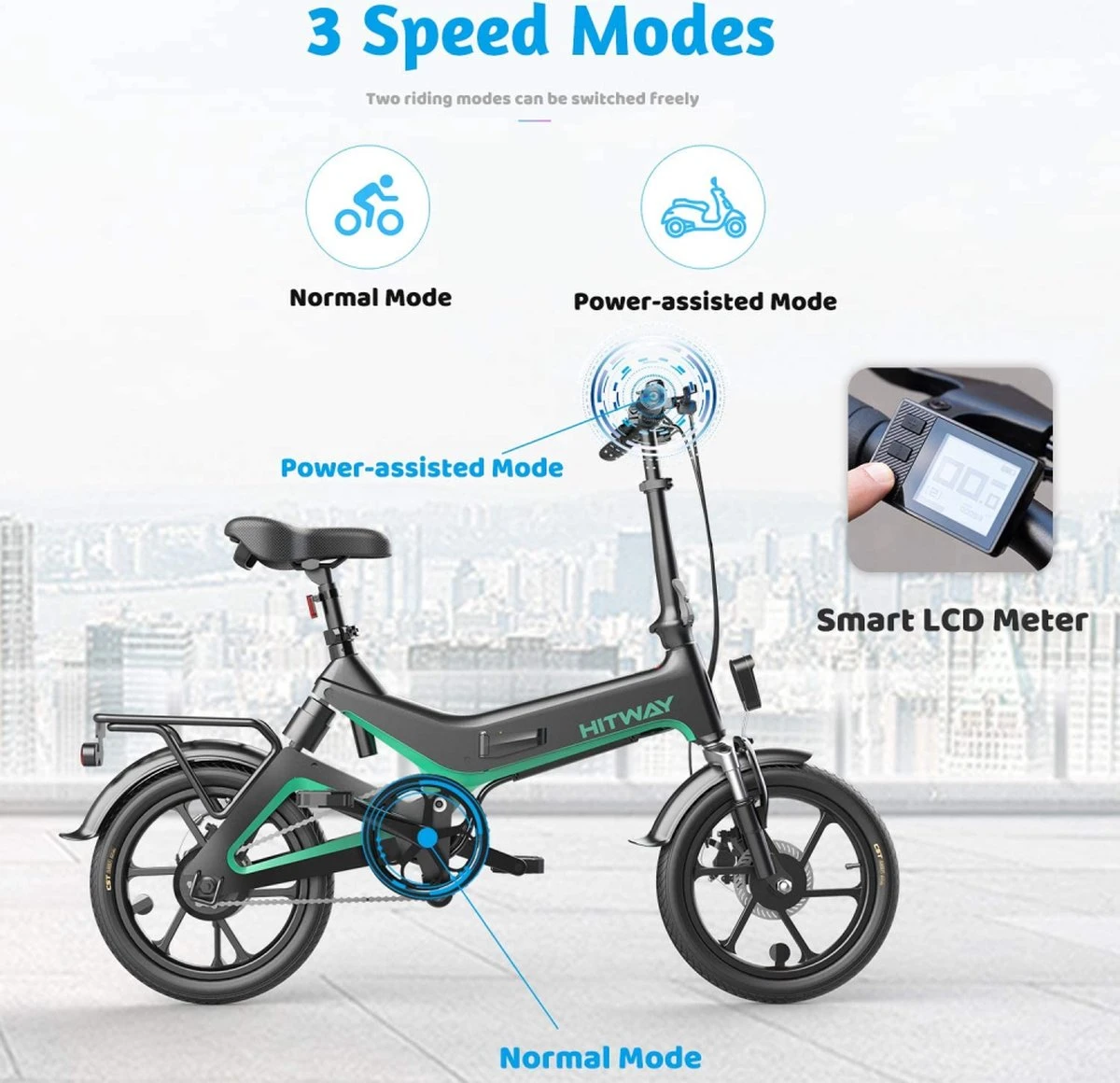 HITWAY Elektrische Fiets - Opvouwbare E-bike - 16 Inch-250W-2023 Model 4 HITWAY Elektrische Fiets - Opvouwbare E-bike - 16 Inch-250W-2023 Model - Afbeelding 4