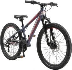 Bikestar 24 Inch 21 Speed Hardtail MTB Sport, Blauw / Rood