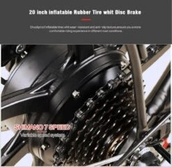 Samebike Elektrische Vouwfiet - Shimano 7 Speed Derailleur - 48V/ 10Ah Lithium Batterij - Aluminium -sportief/modern - 35km/u - Wit -Fiets Verkoop Winkel 1200x1167