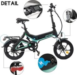 Merkloos Hitway 14F005 Elektrische Fiets E-bike | Opvouwbaar | 250W Motor | 7.5Ah | 16" | Zwart / Groen -Fiets Verkoop Winkel 1200x1178 4
