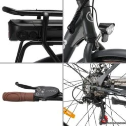 Elektrische Stadsfiets 26 '' (F264) - Stalen Frame - 6 Versnellingen Shimano - Schijfremmen - 10 Ah - Grijs -Fiets Verkoop Winkel 1200x1200 39