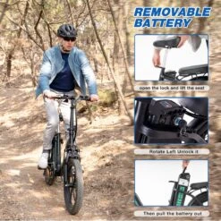 HITWAY E-Bike Elektrische Fiets 20 Inch Fat Tire E-Bicycle Vouwfiets, 250 W, 11,2 Ah Accu, Max. Bereik Tot 35-90 Km, Offroad-mountainbike Met Shimano 7-versnellingen, City EBike Met Slot,Groen Zwart -Fiets Verkoop Winkel 1200x1200 66