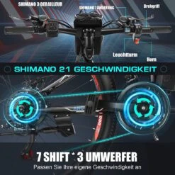 Myatu E-Bike 26-inch E-bike Voor Vrouwen En Mannen, Mountainbike Elektrische Fiets Met 36V 10.4AH Accu En Shimano 21 Versnellingen, 21 Versnellingen, Derailleur, 250 W-Zwart En Blauw -Fiets Verkoop Winkel 1200x1200 85