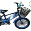 Kinderfiets - 14 Inch Kinderfiets -vanaf 3-5 Jaar Jongens En Meisjes Fietsen - Terugtrap -Rem -Stabilisatoren（2 Zijwieltjes）- Mandje - Achterbank - Blauw