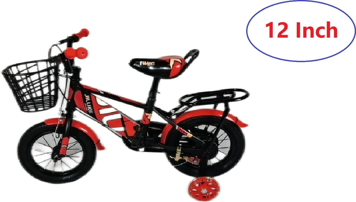 Kinderfiets - 12 Inch Kinderfiets -vanaf 2-4 Jaar Jongens En Meisjes Fietsen - Terugtrap -Rem -Stabilisatoren(2 Zijwieltjes)- Mandje - Achterbank - Rood 1 Kinderfiets - 12 Inch Kinderfiets -vanaf 2-4 Jaar Jongens En Meisjes Fietsen - Terugtrap -Rem -Stabilisatoren(2 Zijwieltjes)- Mandje - Achterbank - Rood