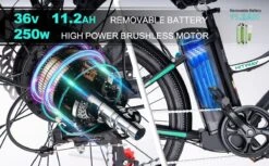 HITWAY 26 Inch E-bike, Elektrische Fiets Voor Heren En Dames, Pedelec Stadsfietsen, 250 W Motor, 36 V/11,2 Ah E-bike, Shimano 7 Versnellingen, 35-90 Km| Wit / Blauw -Fiets Verkoop Winkel 1200x742 3