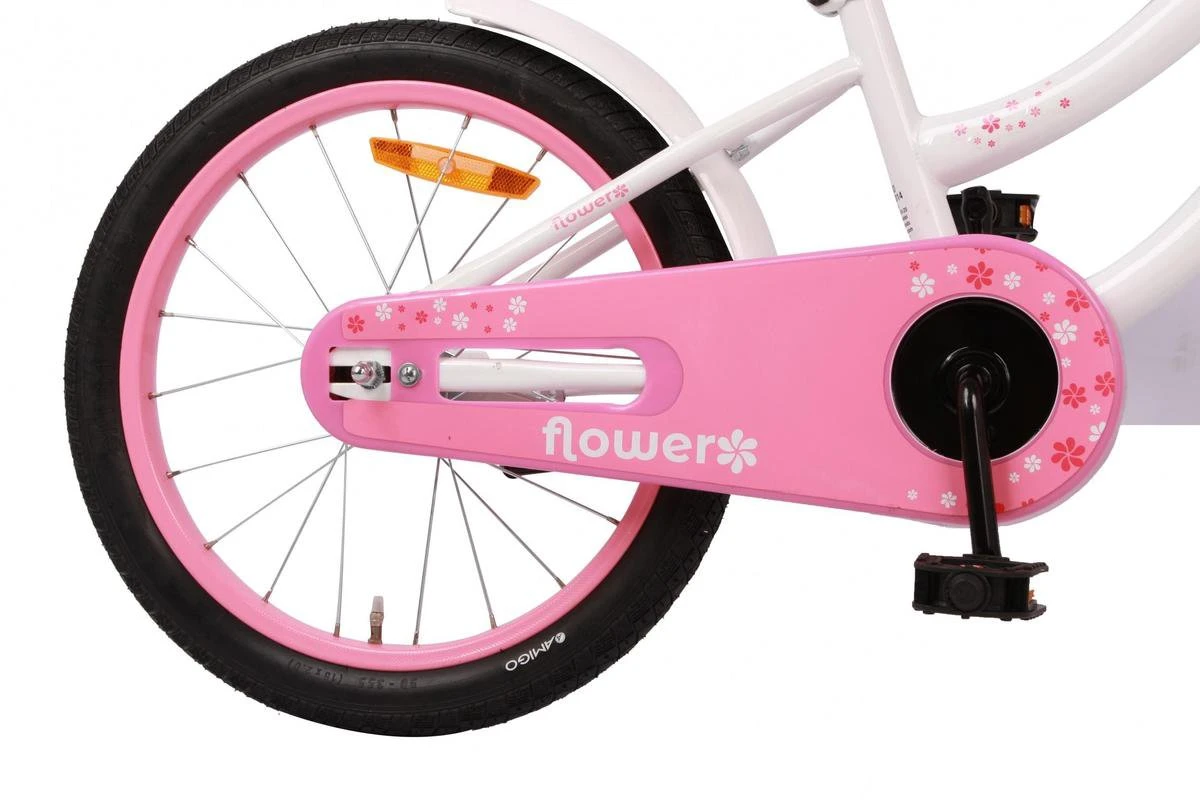 Amigo Flower Meisjesfiets - Kinderfiets 18 Inch - Wit 3 Amigo Flower Meisjesfiets - Kinderfiets 18 Inch - Wit - Afbeelding 3