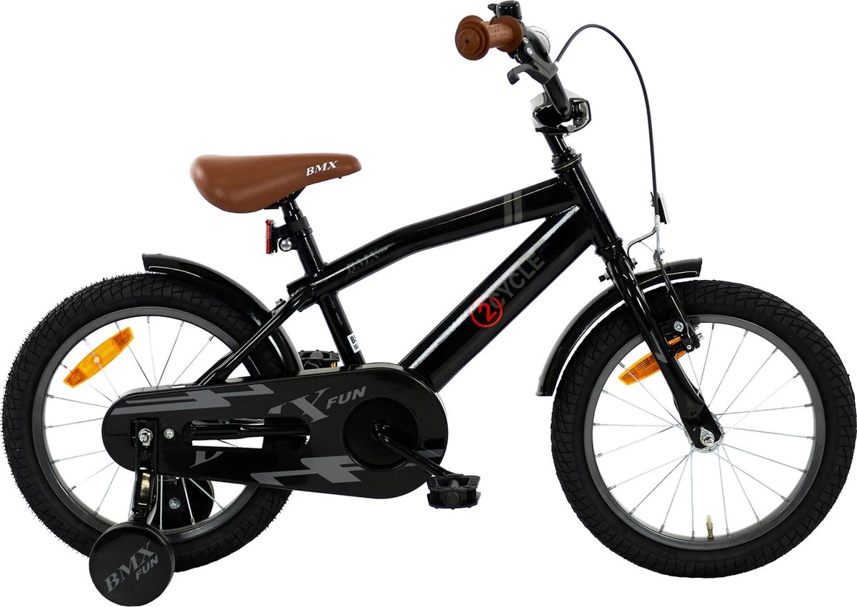 2Cycle BMX-Fun Kinderfiets - 16 Inch - Zwart - Jongensfiets 4 2Cycle BMX-Fun Kinderfiets - 16 Inch - Zwart - Jongensfiets - Afbeelding 4