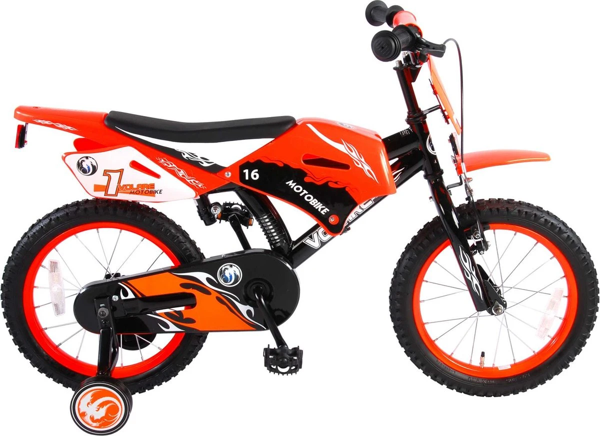 Volare Motorbike Kinderfiets - Jongens - 16 Inch - Oranje - 95% Afgemonteerd 1 Volare Motorbike Kinderfiets - Jongens - 16 Inch - Oranje - 95% Afgemonteerd