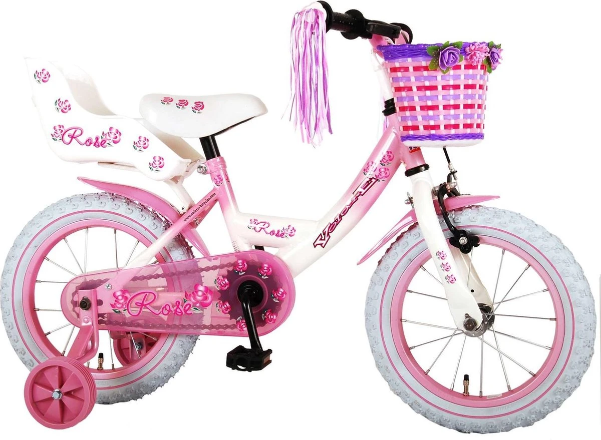 Volare Rose Kinderfiets - Meisjes - 14 Inch - Roze Wit - 95% Afgemonteerd 2 Volare Rose Kinderfiets - Meisjes - 14 Inch - Roze Wit - 95% Afgemonteerd - Afbeelding 2