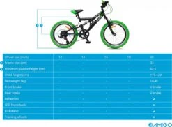 Amigo Fun Ride - Mountainbike 20 Inch - Voor Jongens En Meisjes - Met 7 Versnellingen - Zwart/Groen -Fiets Verkoop Winkel 1200x885 3