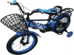 Kinderfiets - 14 Inch Kinderfiets -vanaf 3-5 Jaar Jongens En Meisjes Fietsen - Terugtrap -Rem -Stabilisatoren（2 Zijwieltjes）- Mandje - Achterbank - Blauw -Fiets Verkoop Winkel 1200x886