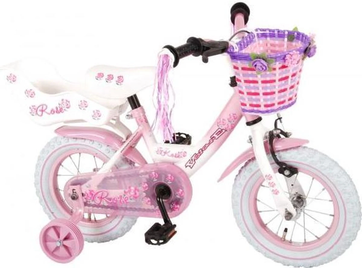 Volare Rose Kinderfiets - 12 Inch - Meisjes - Roze/wit - 95% Afgemonteerd 2 Volare Rose Kinderfiets - 12 Inch - Meisjes - Roze/wit - 95% Afgemonteerd - Afbeelding 2