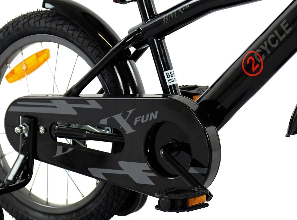 2Cycle BMX-Fun Kinderfiets - 16 Inch - Zwart - Jongensfiets 5 2Cycle BMX-Fun Kinderfiets - 16 Inch - Zwart - Jongensfiets - Afbeelding 5