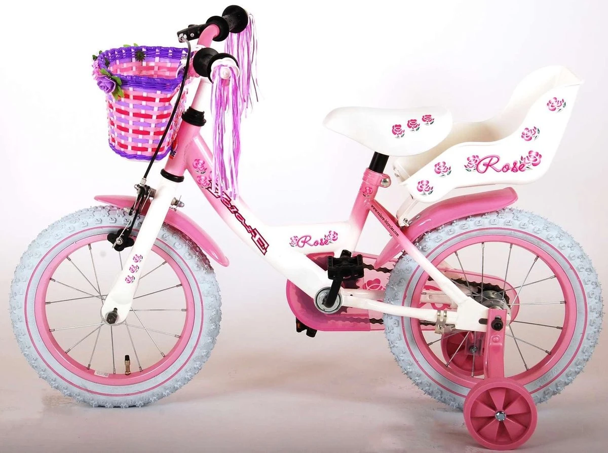 Volare Rose Kinderfiets - Meisjes - 14 Inch - Roze Wit - 95% Afgemonteerd 12 Volare Rose Kinderfiets - Meisjes - 14 Inch - Roze Wit - 95% Afgemonteerd - Afbeelding 12