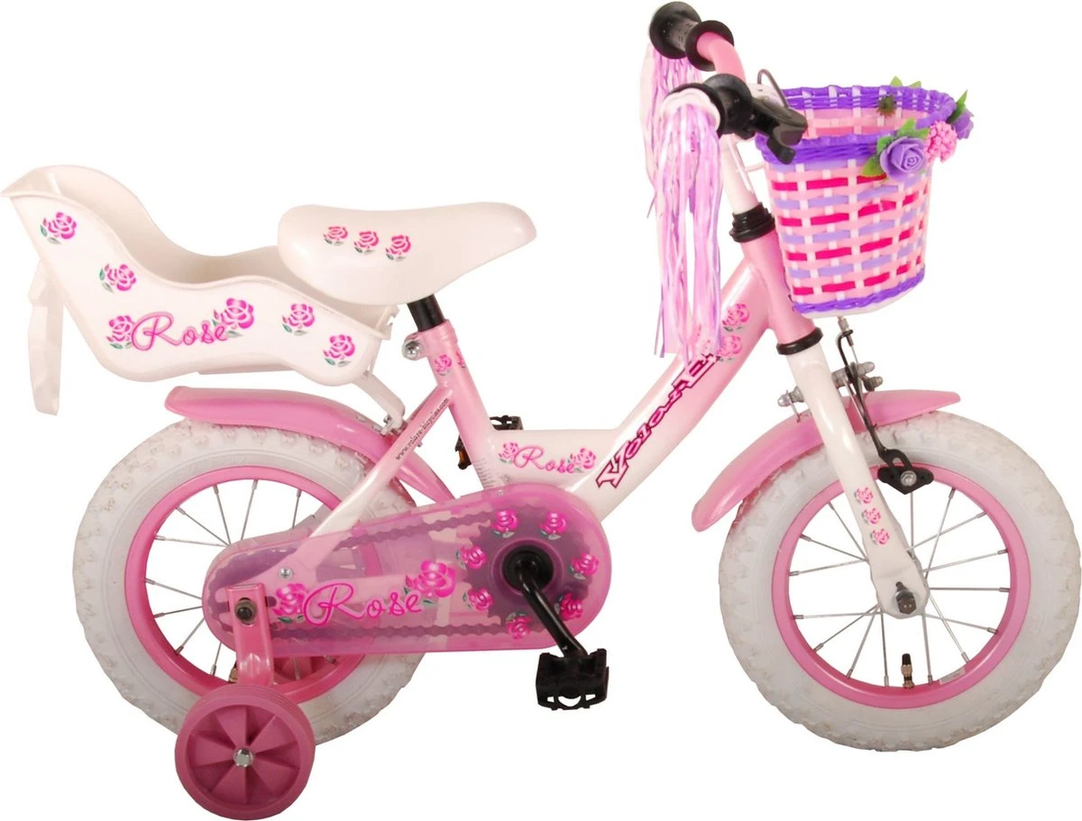 Volare Rose Kinderfiets - 12 Inch - Meisjes - Roze/wit - 95% Afgemonteerd 11 Volare Rose Kinderfiets - 12 Inch - Meisjes - Roze/wit - 95% Afgemonteerd - Afbeelding 11