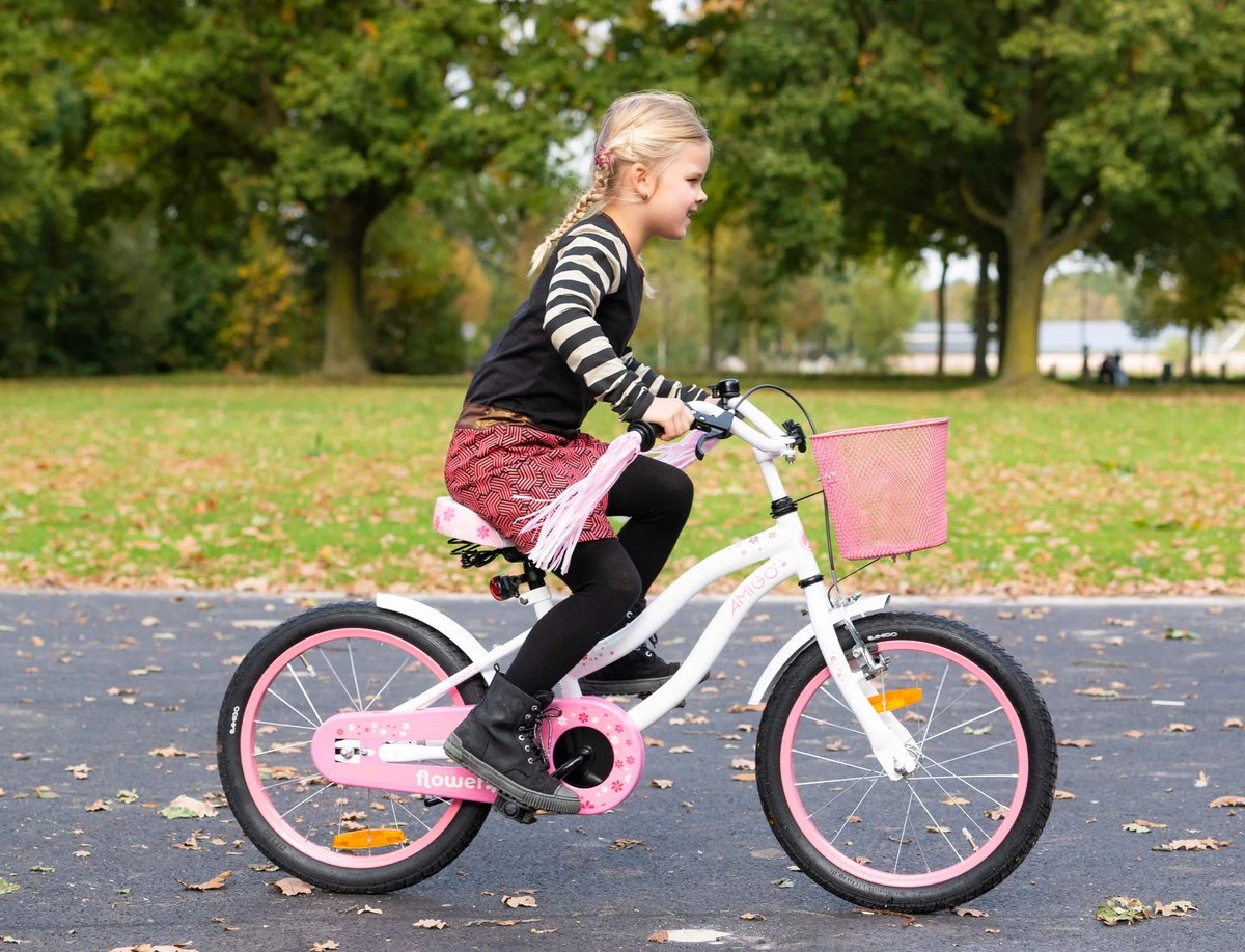 Amigo Flower Meisjesfiets - Kinderfiets 18 Inch - Wit 6 Amigo Flower Meisjesfiets - Kinderfiets 18 Inch - Wit - Afbeelding 6
