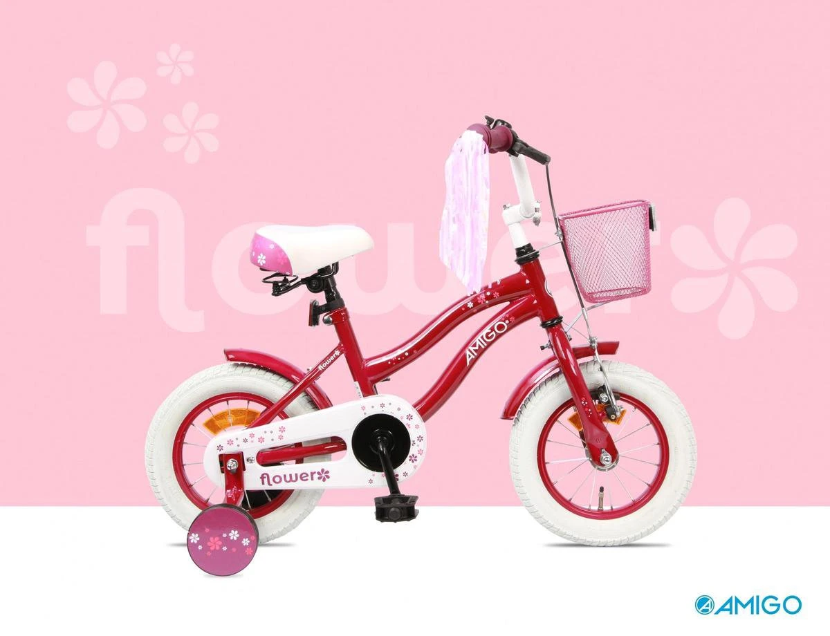 Amigo Flower Meisjesfiets - Kinderfiets 16 Inch - Paars 9 Amigo Flower Meisjesfiets - Kinderfiets 16 Inch - Paars - Afbeelding 9