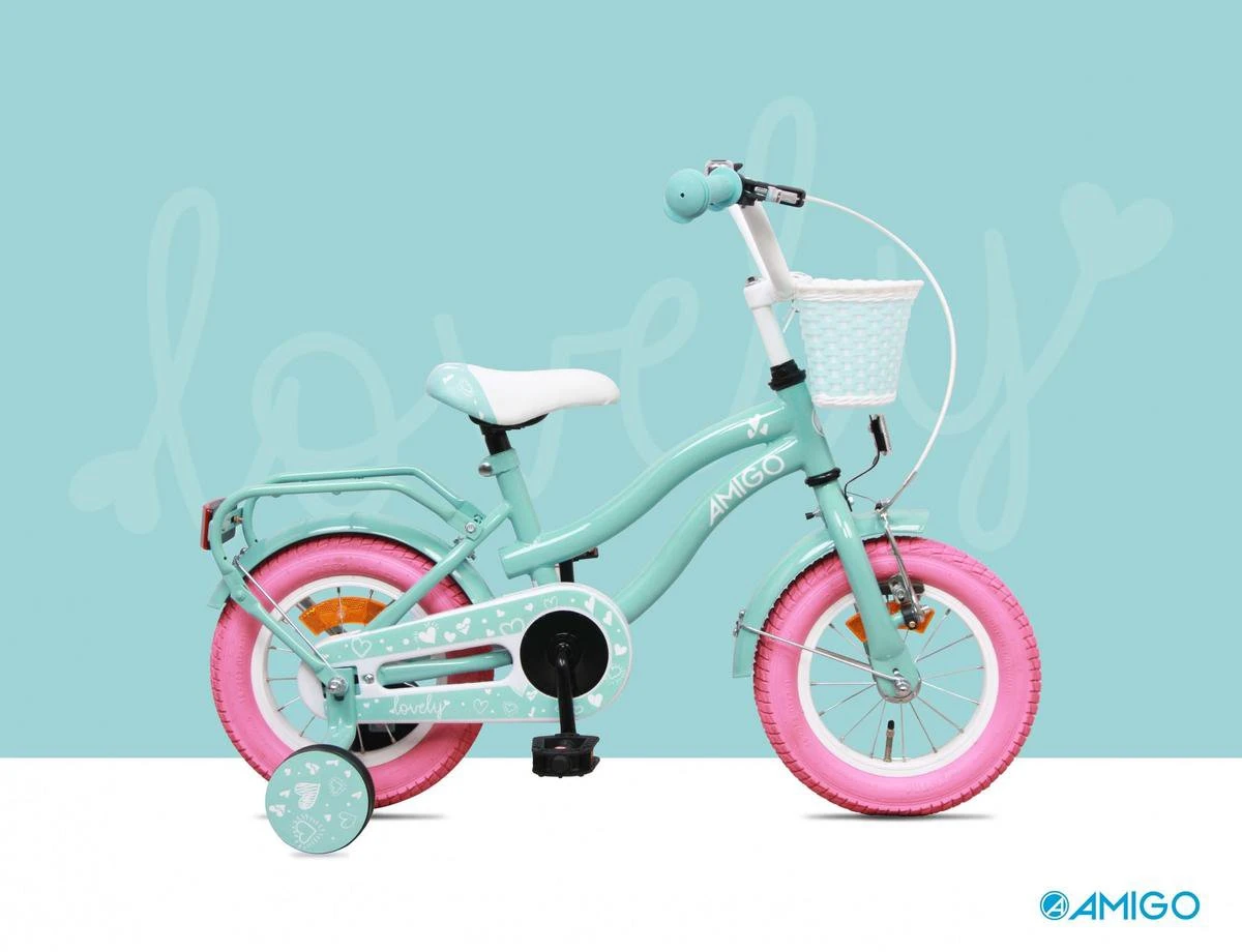 Amigo Lovely Meisjesfiets - Kinderfiets 12 Inch - Turquoise 14 Amigo Lovely Meisjesfiets - Kinderfiets 12 Inch - Turquoise - Afbeelding 14