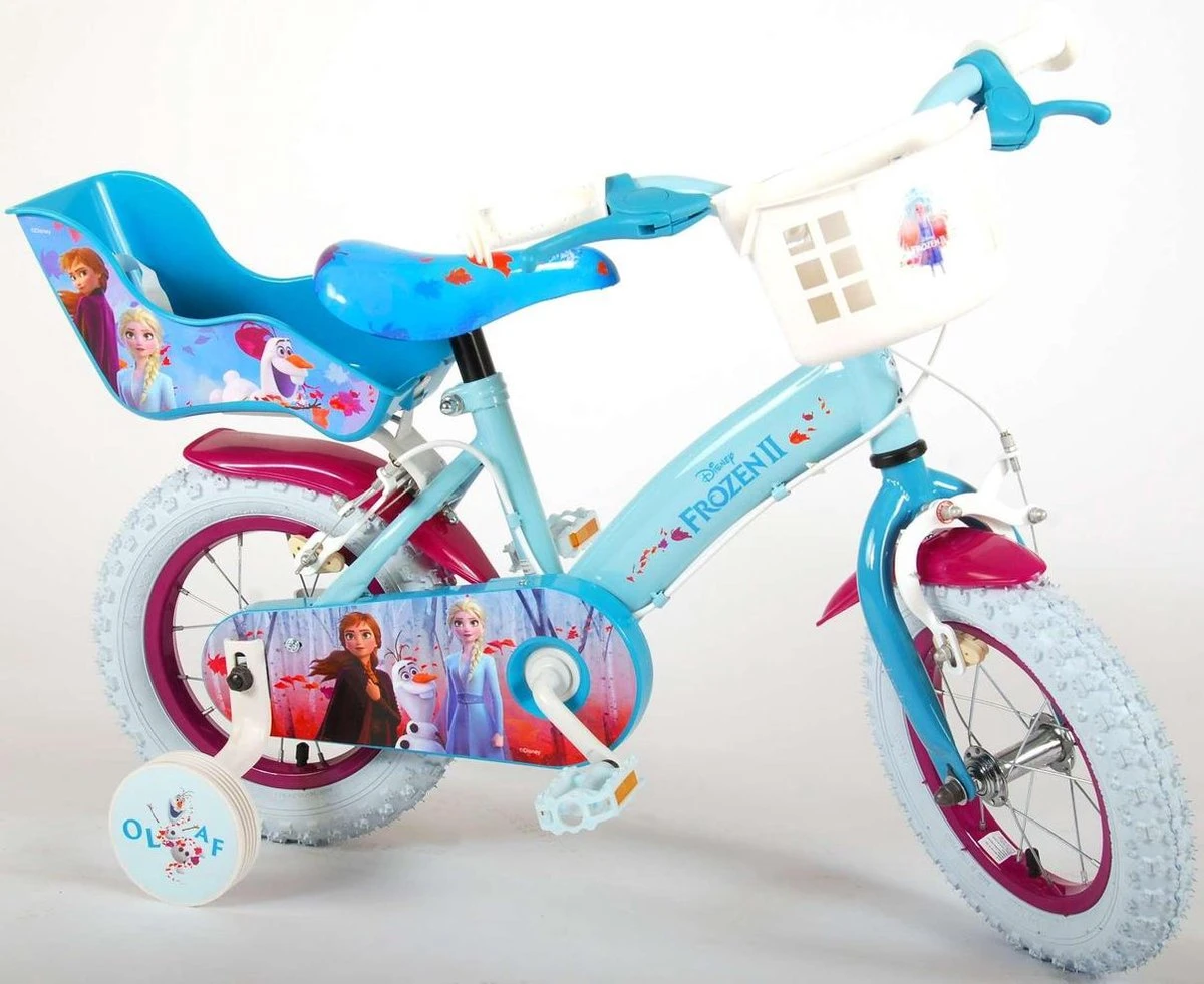 Volare Disney Frozen 2 Kinderfiets - Meisjes - 12 Inch - Blauw/Paars - Twee Handremmen 4 Volare Disney Frozen 2 Kinderfiets - Meisjes - 12 Inch - Blauw/Paars - Twee Handremmen - Afbeelding 4