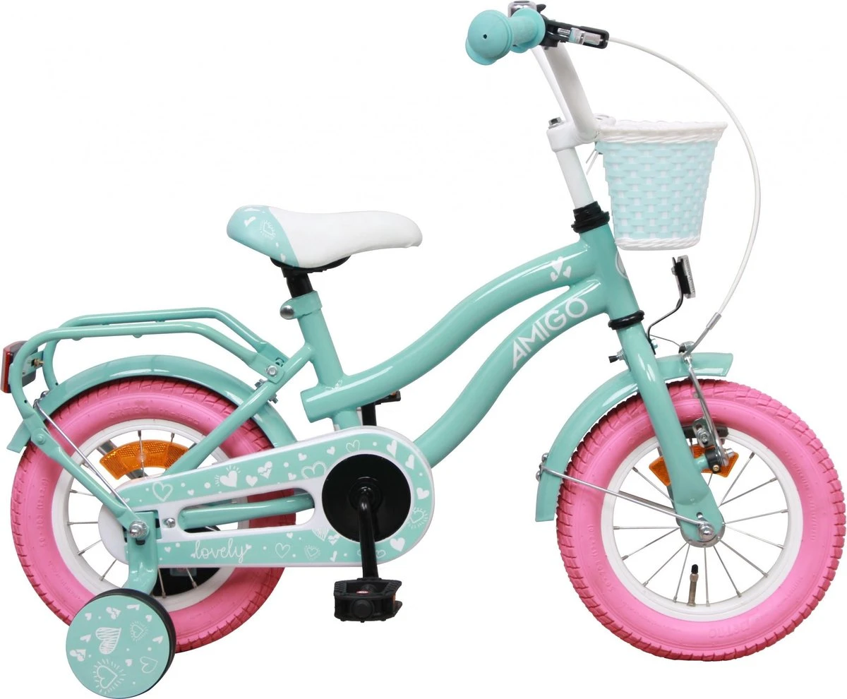 Amigo Lovely Meisjesfiets - Kinderfiets 12 Inch - Turquoise 9 Amigo Lovely Meisjesfiets - Kinderfiets 12 Inch - Turquoise - Afbeelding 9