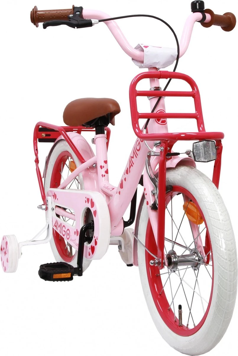 Amigo Sweetheart Meisjesfiets - Kinderfiets 16 Inch - Roze 2 Amigo Sweetheart Meisjesfiets - Kinderfiets 16 Inch - Roze - Afbeelding 2