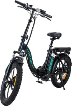 Hitway BK6 Elektrische Fiets | Opvouwbare E-bike | 20 Inch Fat Tire | 350W Motor | 10Ah | Zwart/Groen -Fiets Verkoop Winkel 817x1200
