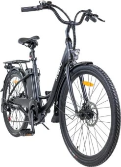 Myatu E-bike 26 Inch City Pedelec Voor Dames En Heren, Elektrische Fiets Met 12,5Ah Accu, 6 Versnellingen Shimano, Derailleur Versnellingen, Achter Motor 250 W-Zwart -Fiets Verkoop Winkel 871x1200